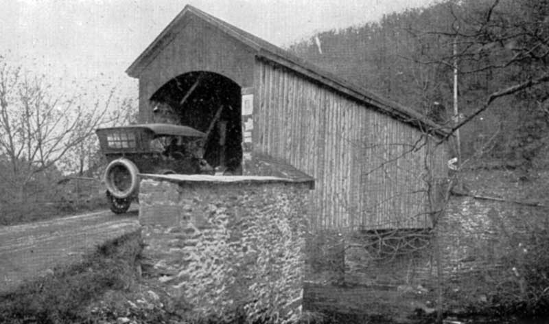 Covered bridge at Bartonsville, circa 1920.